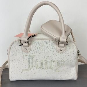 Juicy Couture Let It Shine Bowler Satchel Crossbody Velour Bag Crystal Bling NWT